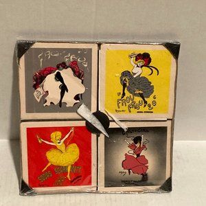 NIP Le Frou Frou French Burlesque Can-Can Dancer Coasters Set of 4